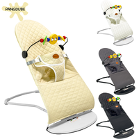 PANGDUBE Baby Bouncer Seat Portable Foldable Newborn Rocker with 3 Recline Positions & Toys Ergonomic Infant Swing Chair 0-12M