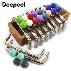 2/5/10Pcs Deepeel 12.5cm Colored Bead Metal Bag Handle Kiss Clasp DIY Handbag Sewing Brackets Purse Frame Handles Making Bags