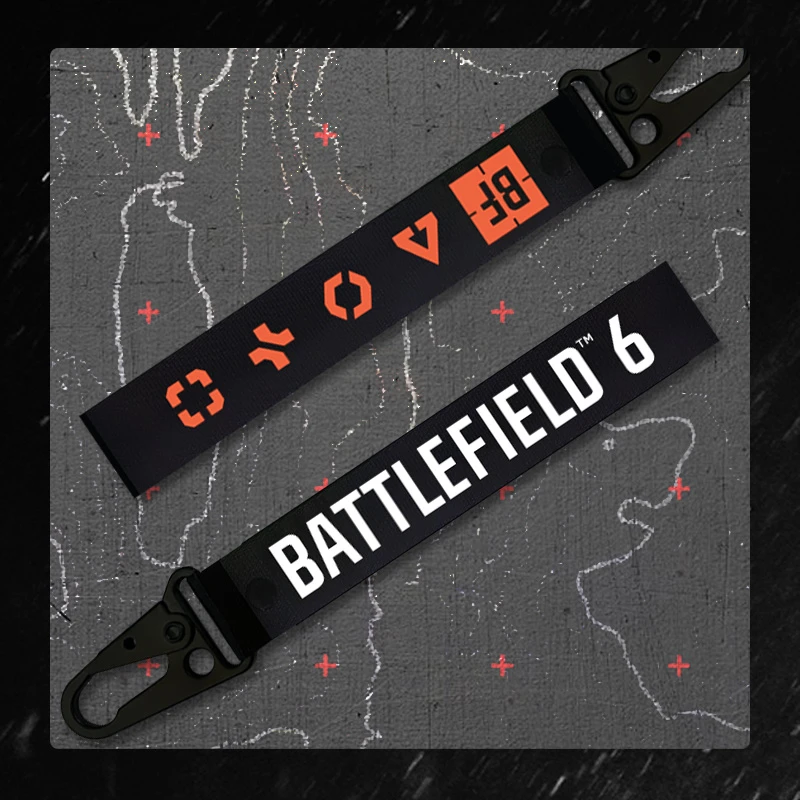 Game Battlefield 6 Cosplay Keychain Alloy Sign Printing Ribbon Keyring Key Chain Bag Ornament Decoration Prop