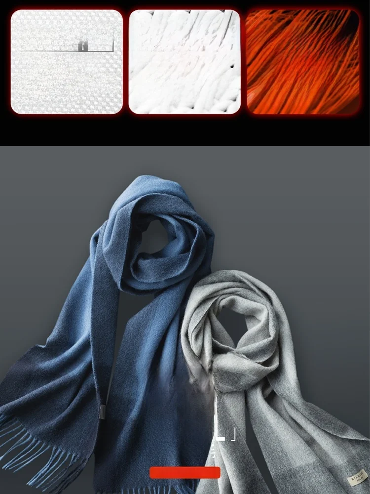 

Luxury Men's Wool Scarf Italian 100% Merino Wool Versatile Business Casual Lightweight Warmth Long Rectangle Color