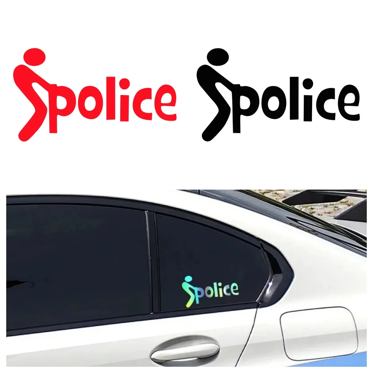 

Creative Police Car Sticker Van Bike Window Bumper Vinyl Red Window Sticker Tuning Laptop Trunk Accessories