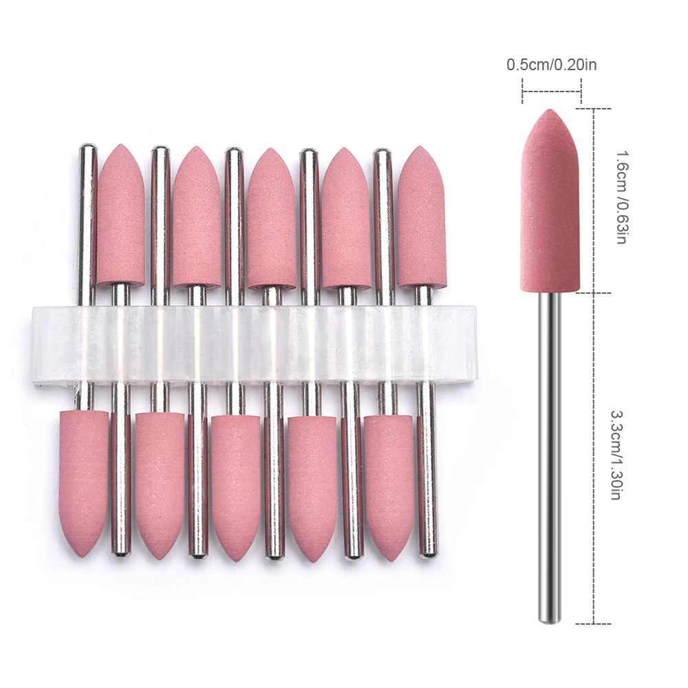 10 Stuks Rubber Nail Boren Grijs Elektrische Nagelvijl Polijstmachine Frees Manicure Pedicure Nail Buffer Polijstmachine Grinder Tool
