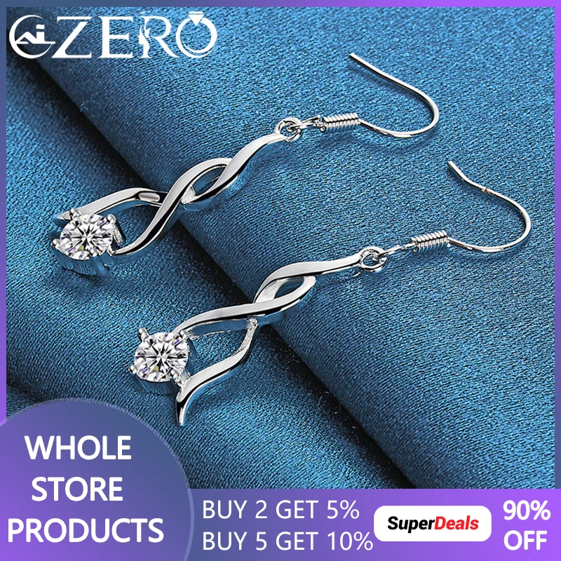 925 Sterling Silver Double Line Surround Zircon Long Drop Earrings For Women Wedding Engagement Party Fashion Luxury Jewelry