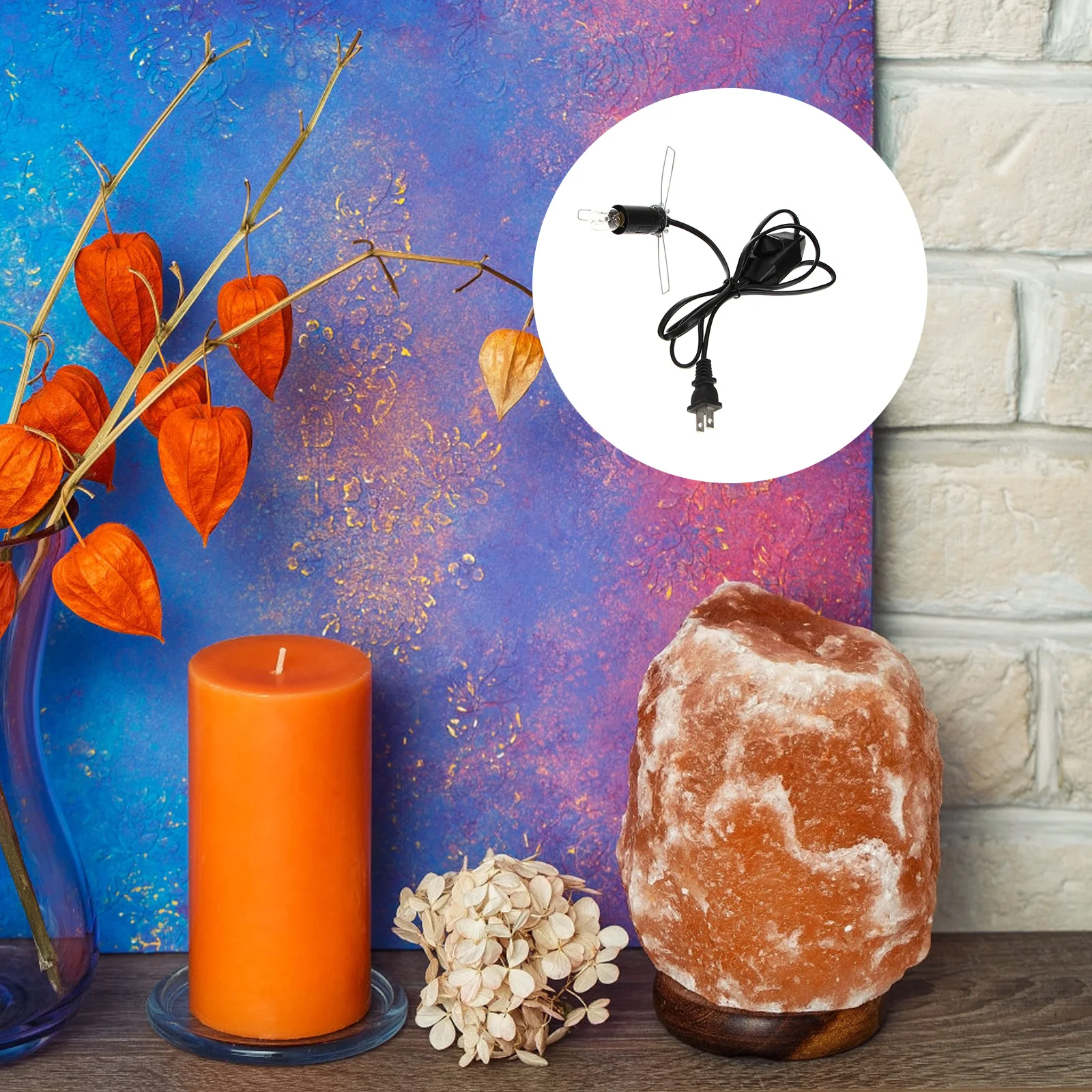 

Selenite Lamp Cord Crystal Replacement Dimmer Switch Warm Light Orange Color Standard Safety Perfect for Wooden Base