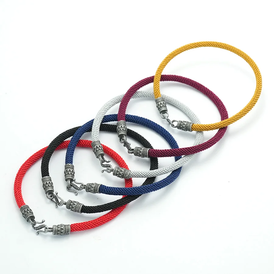 Punk Handmade Rope Bracelet Men S-shaped Retro Hook Detachable Weaven Cord Braslet Beach Surfing Outdoor Homme Jewelry Pulseira