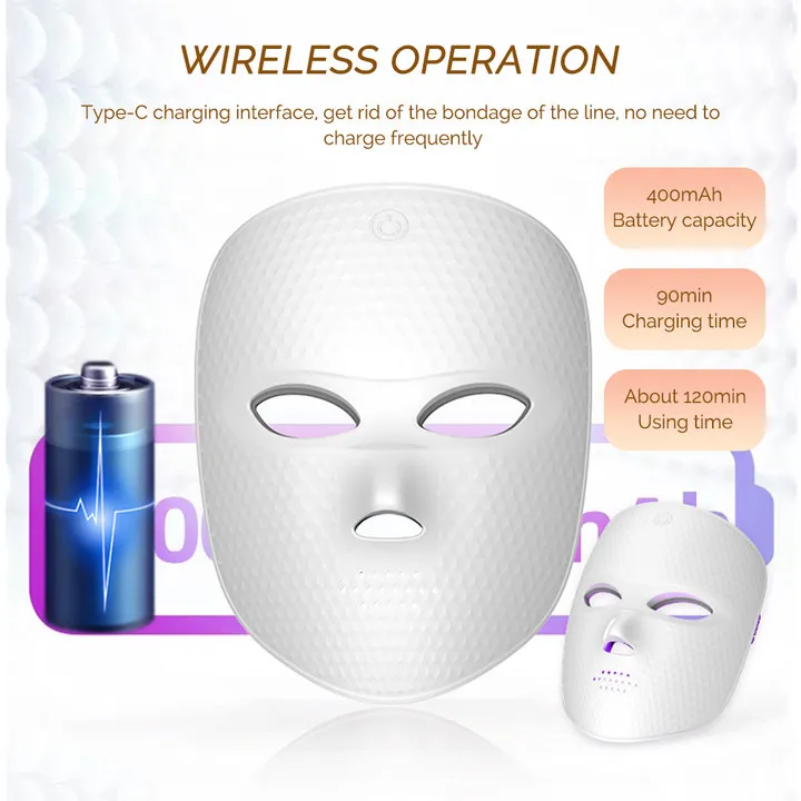 7 Colors LED Mask Photon Face Mask Skin Rejuvenation Repair Skin Facial Beatuy SPA Mask Wrinkle Remover Skin Care Wireless Use