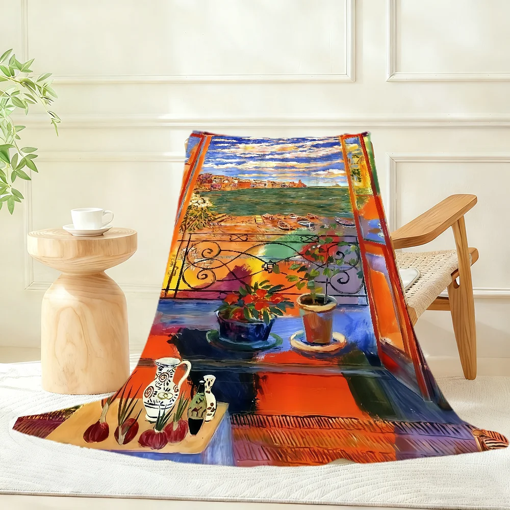 O-Open Window H-Henri Art M-Matisses Blanket Throw Super Cosy Plush Living Room Sofa Couch Childish Birthday Gifts