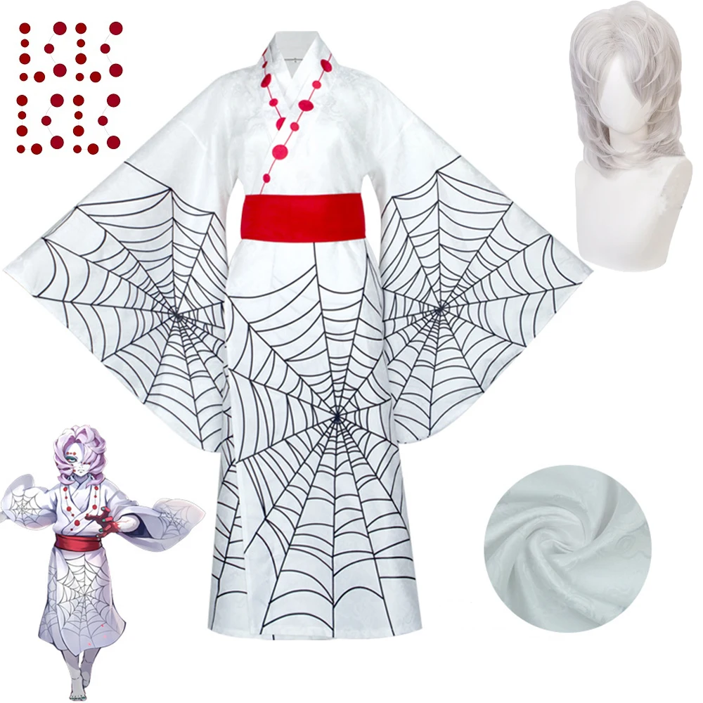 Anime Demon Slayer Kimetsu No Yaiba Spider Oni Ayaki Rui Cosplay disfraz Kimono peluca tatuaje pegatina disfraces de Halloween para mujeres