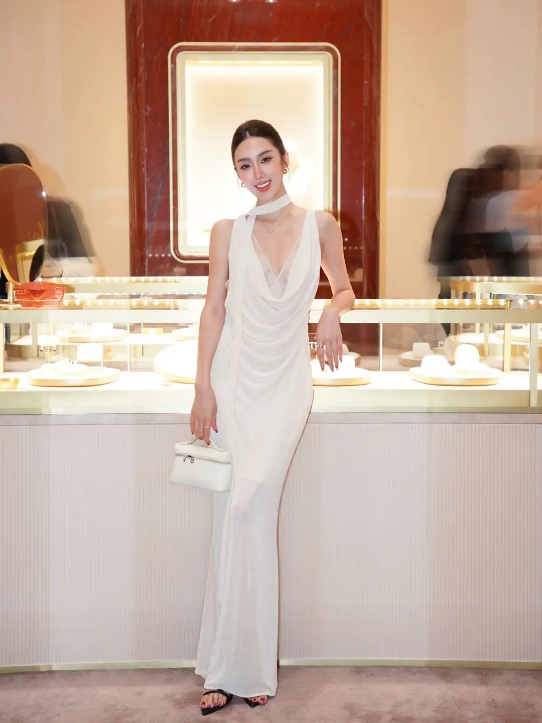 

Ele Lace Low Cut Wide oulder Strap Dr with Sa Birthday Toast Evening Gown Pure Desire Sle lectual Faion