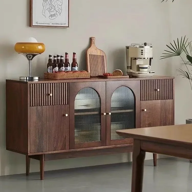 북유럽 일본식 라이트 럭셔리 원목 식탁 사이드 캐비닛 벽면 설치형 다기능 티 캐비닛