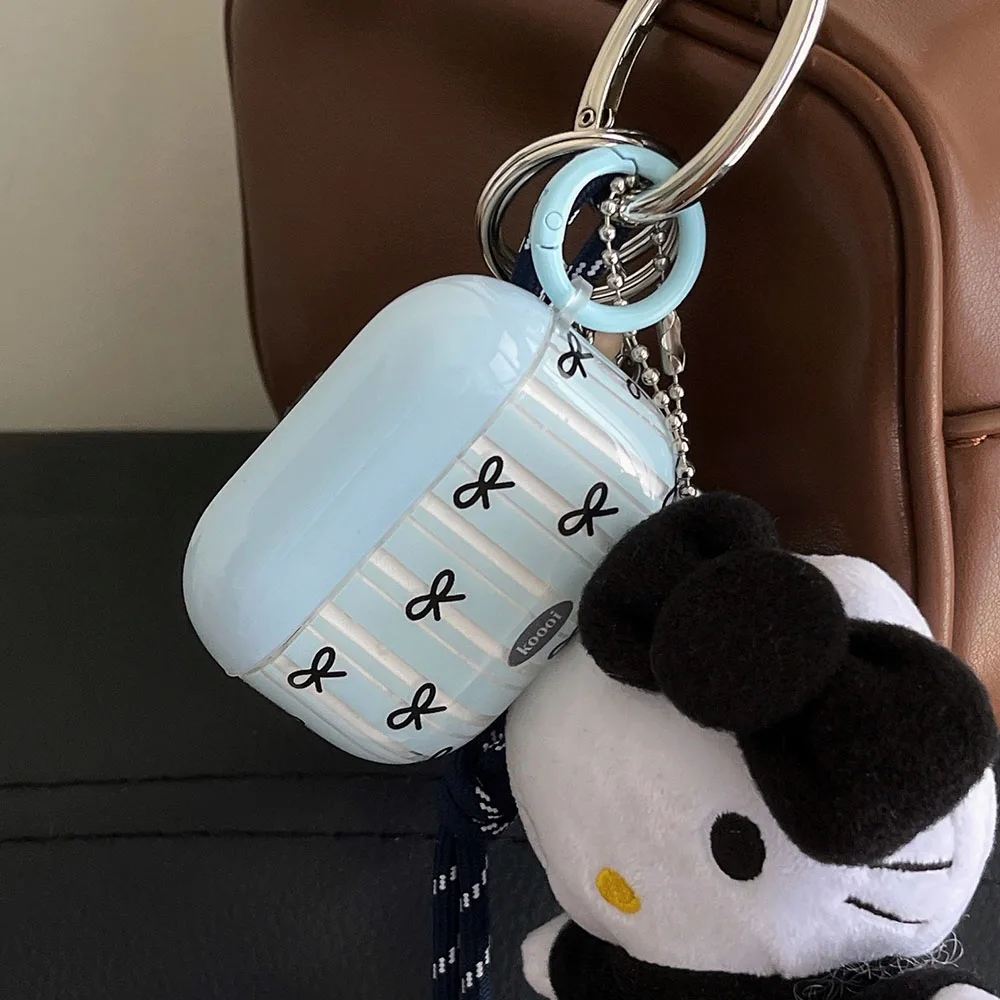 

Прозрачный чехол в синюю полоску для наушников Airpods 1 2 3 Pro 2 3nd