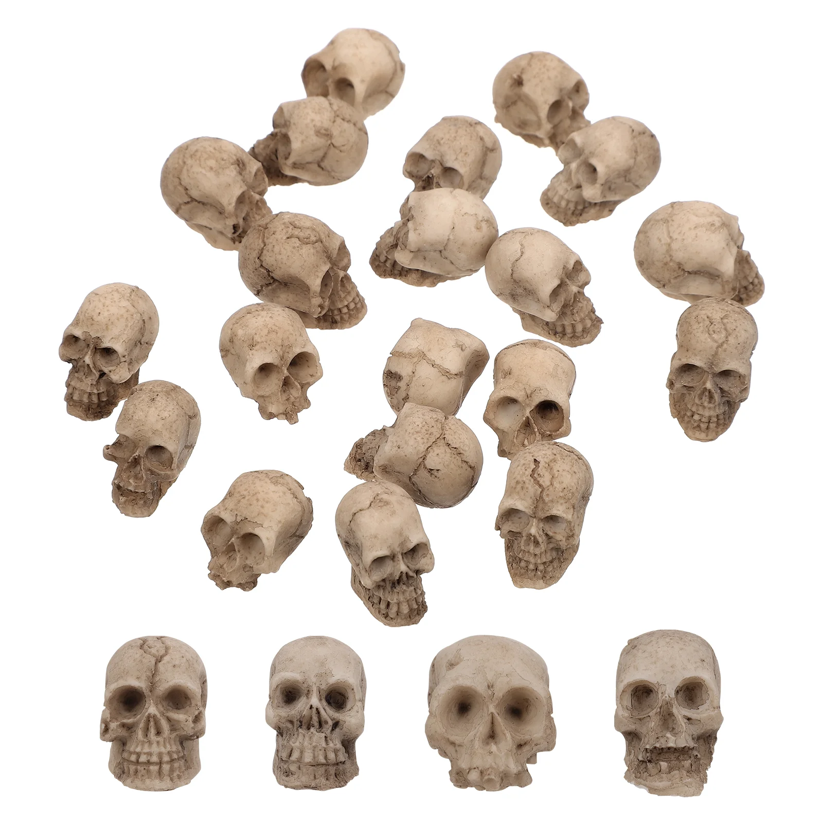 

20 Pcs Halloween Skull Ornaments Iron Flowerpot Desktop Decorations Toy Small Creep Head Exquisite Mask Resin Artificial Office