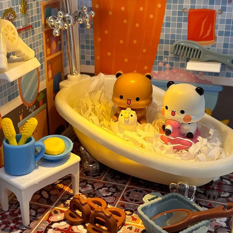 Original Panda Bubu and Yier Doll House 3D Puzzle Assembly Model Building Kit Creative Room Bathroom Decoration Crafts Gifts