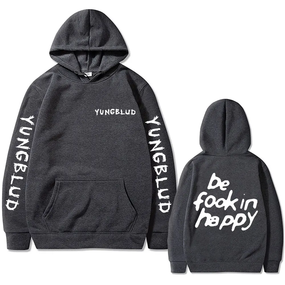 Singer Yungblud Be Fookin Happy Graphic Hoodie Men\'s Vintage Rock Oversized Hooded Tracksuit Men Women Hip Hop Fashion Hoodies