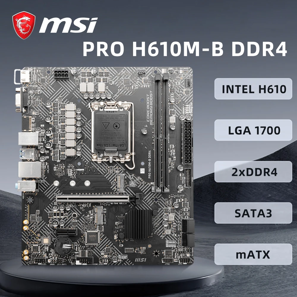 

Материнская плата MSI PRO H610M-B DDR4 с поддержкой LGA 1700 i9-12900K i5-12600K CPU Intel H610 2xDDR4 PCIe3.0