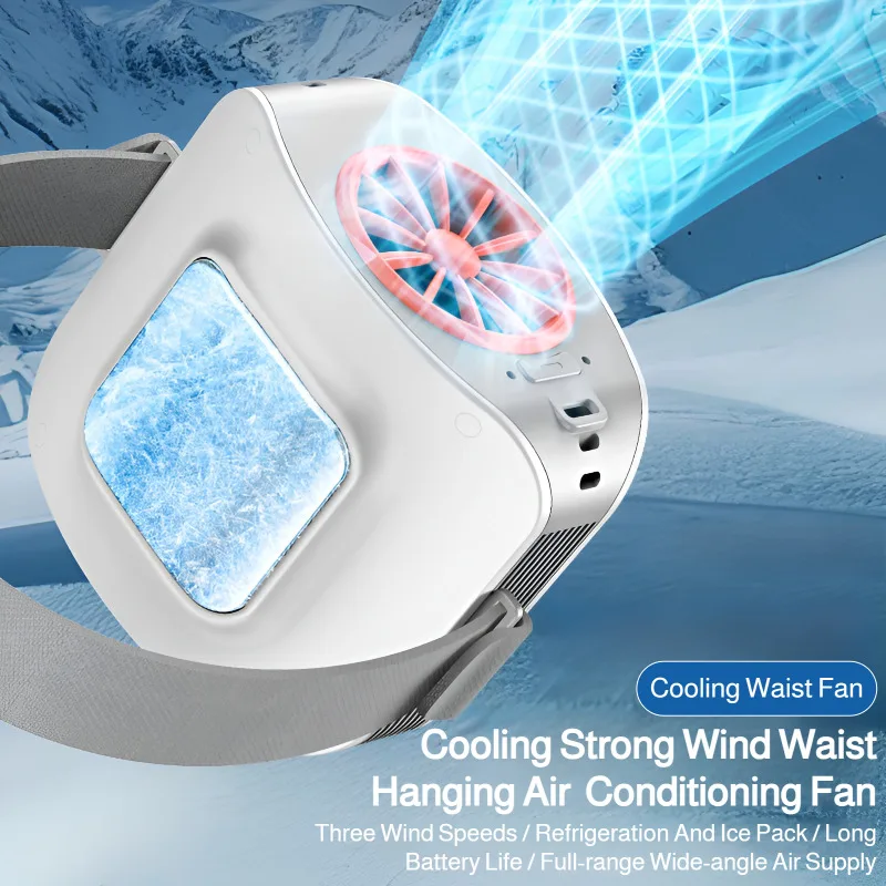 

Портативный подвесной охлаждающий вентилятор 2025 года с высокоскоростным воздушным потоком, портативный кондиционер Ice-Pack для комфорта охлаждения без помощи рук