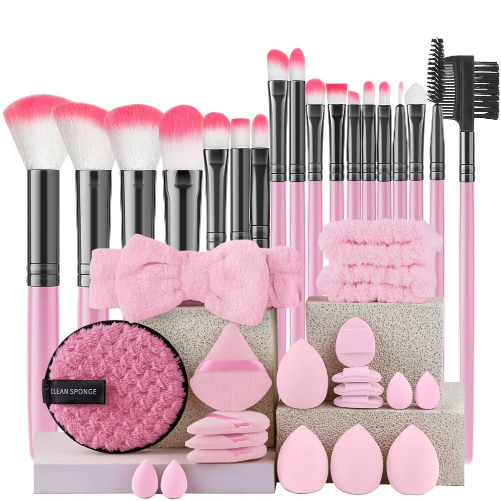 مجموعة فرش مكياج 18 قطعة عالية الجودة من الشعر الصناعي لوضع الأساس والكونسيلر والبودرة وظلال العيون والبلاش، أدوات مكياج احترافية للمبتدئين