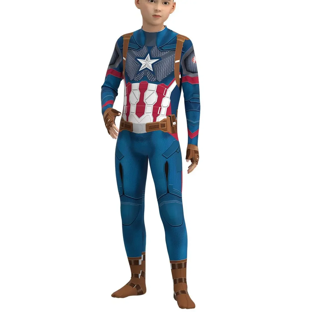 3D Captain America Costume Kids Adult Anime Superhero Cosplay Halloween Birthday Party Boy Child Costume Helmet Mask Siuit