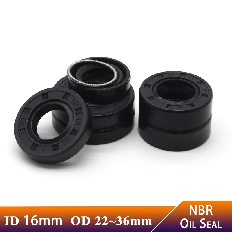 2/5/10Pcs ID16mm OD 22~36mm Nbr Nitril Rubber Dichtingsring TC-16 * 24/26/28/30/32/35/40*4/5/7/8/10 Nitril Double Lip Oil Seal