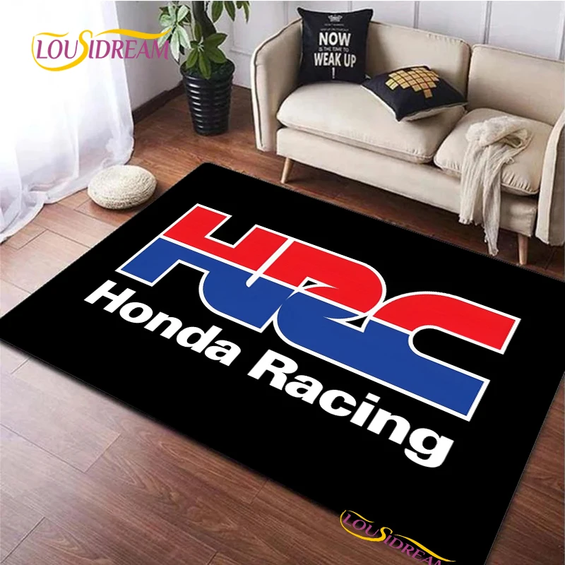 HRC-HONDA Motorcycle logo Carpet for Living Room Sofa Coffee Table Bedroom Yoga Rug Kitchen Outdoor Kid non-slip floor Mat Decor