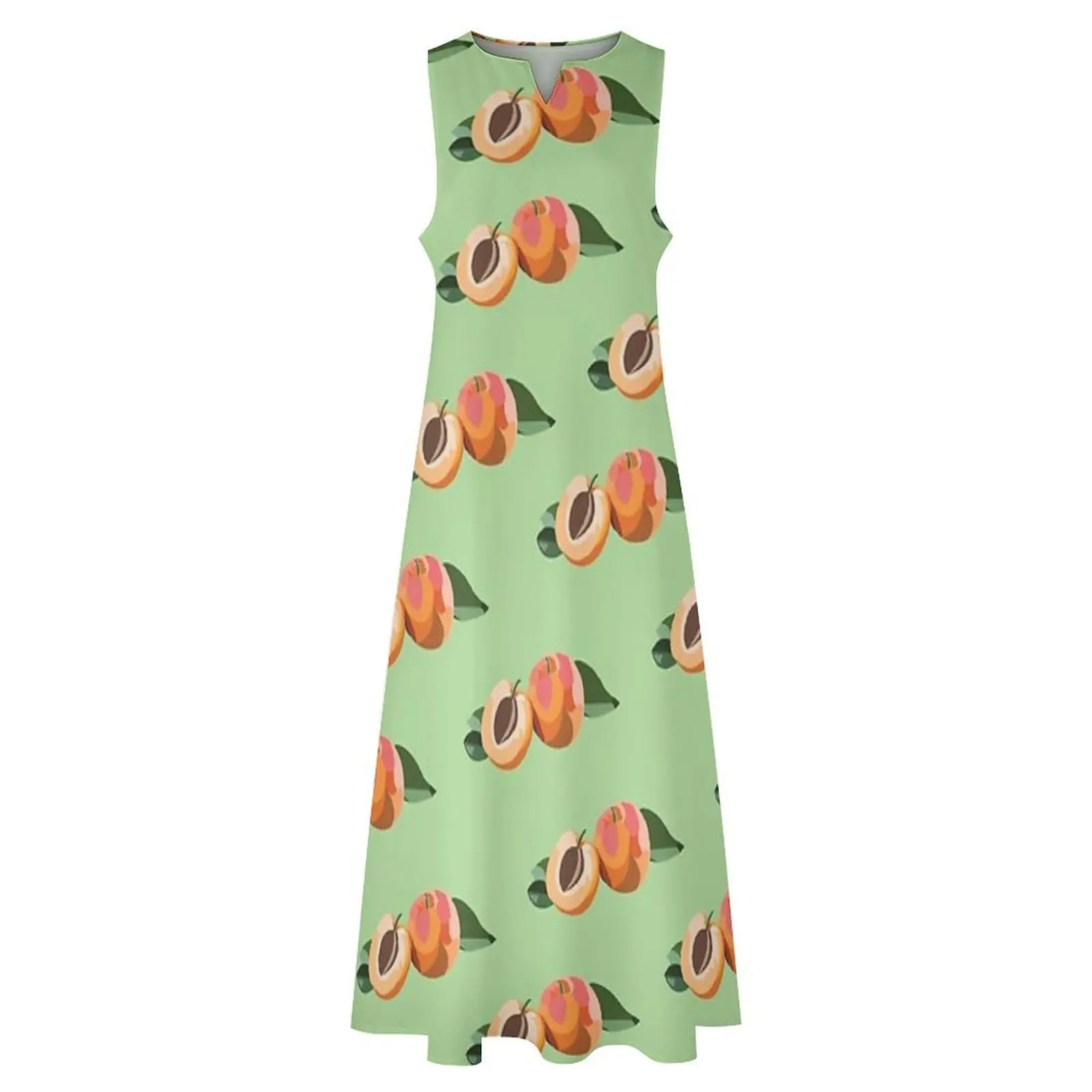 Estampado de melocotón con fondo verde Vestido largo Vestidos de novia vestidos para eventos especiales Vestidos de baile