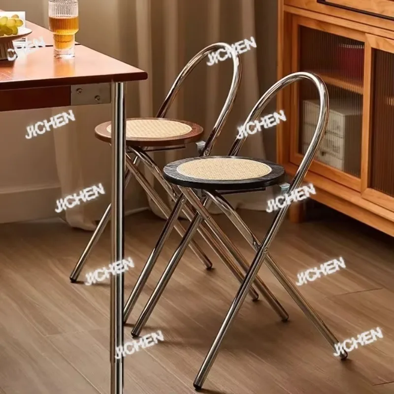 

JTC HSModern складные барные стулья ретро домашний барный стул штабелируемые роскошные обеденные стулья из ротанга скандинавский складной высокий антикварный табурет