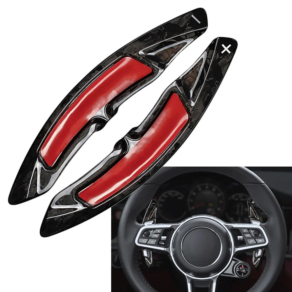 

1 Pair Forged Carbon Fiber Car Steering Wheel Paddle Shifter Extension For Porsche Macan Cayenne 718