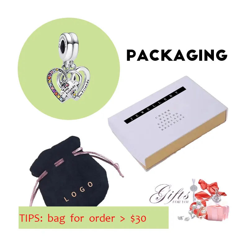 Puzzle Piece Hearts Splittable Friendship Pendants Charms For Women Multicolor Zircon 925 Sterling Silver Jewelry DIY Bracelets