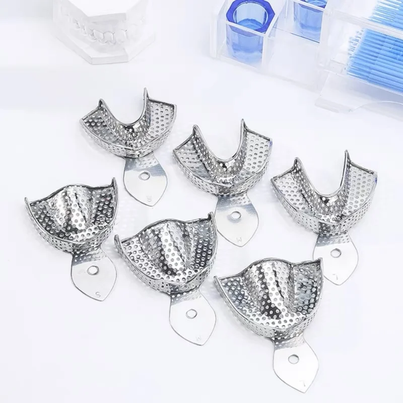 

6pcs/set Dental Impression Trays Stainless Steel Autoclavable Denture Instrument Tray Dentist Tools