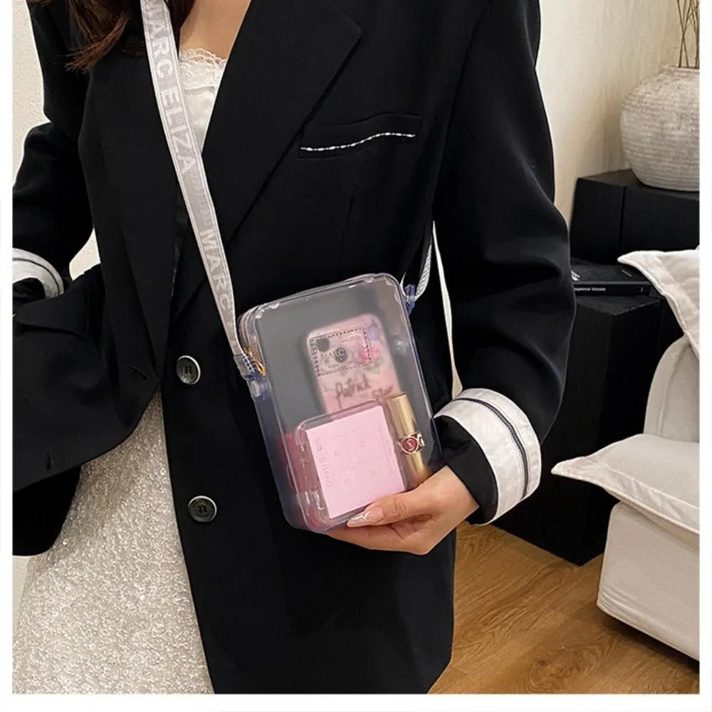 

New PVC Messenger Bag Transparent Solid Color Jelly Shoulder Bag Waterproof Lipstick Key Phone Storage Bag Gift