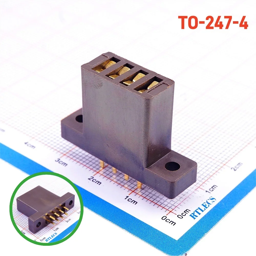 10 piece Burn In Socket 4 Poles Pitch 4.0 mm 4 Pins Burn-in Socket Gold Plated Receptacle Through Holes Vertical PCB Solder