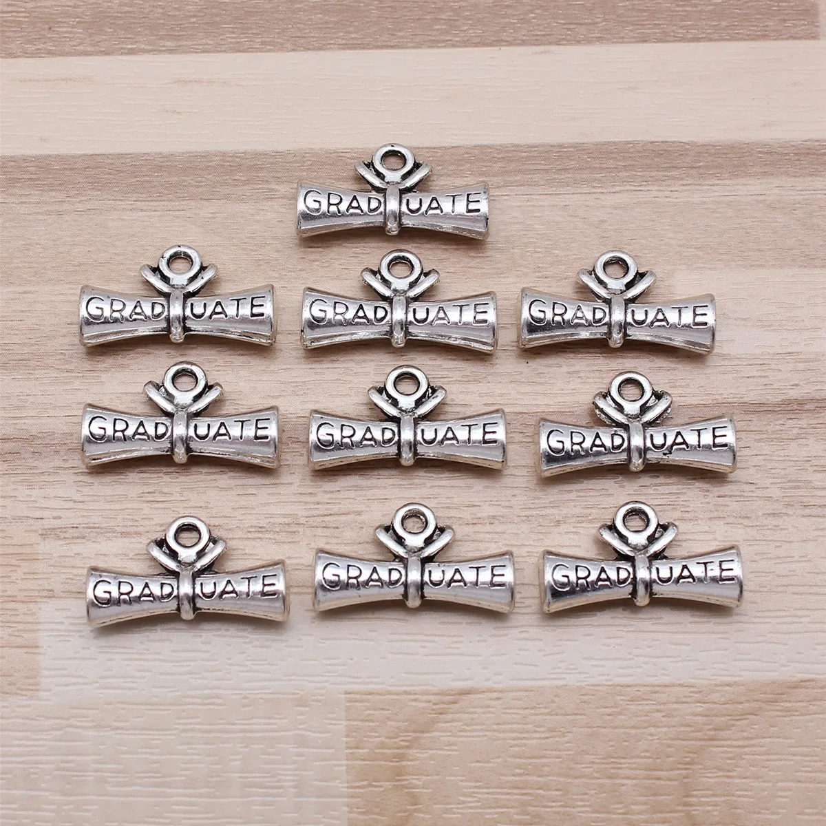 IFOCUS 10pcs/Lot Graduate Charms For DIY Jewelry Making Zinc Alloy 22x13mm/0.87x0.51inch