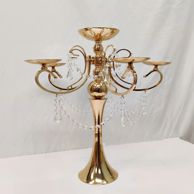 5-Arms Candle Holders Metal Candelabras Gold Candlesticks Candle Holder Wedding Party Event Table Decor