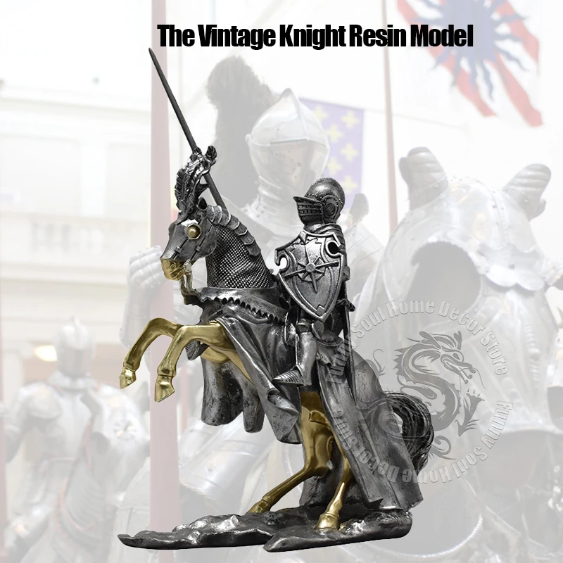 

European Royal Knight Resin Statue Retro Armor Knight Model European Figure Ornament For Home Office Room Desk Decoration Gifts