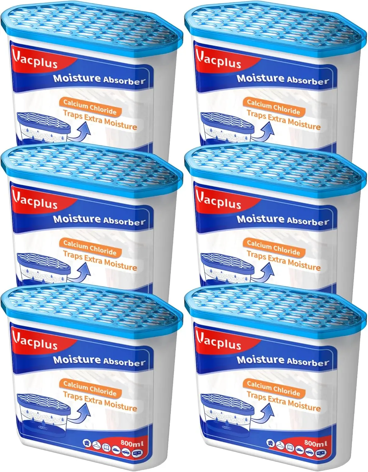 

6-Pack Portable Dehumidifier Boxes for Bathroom, Closet & Car, Fragrance-Free Moisture Absorbers, 16.0 Oz