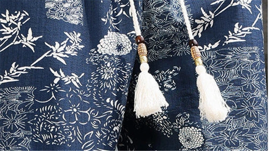 Large Size Men Wide-leg Shorts Vintage Print Knee Length Pants Summer Thin Chinese Style Baggy Elastic Waist Casual Short Male