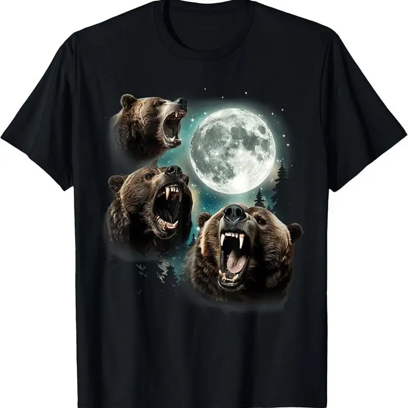 

Three Grizzly Bears Howl At Moon Starry Mountain Forest Bear T Shirt