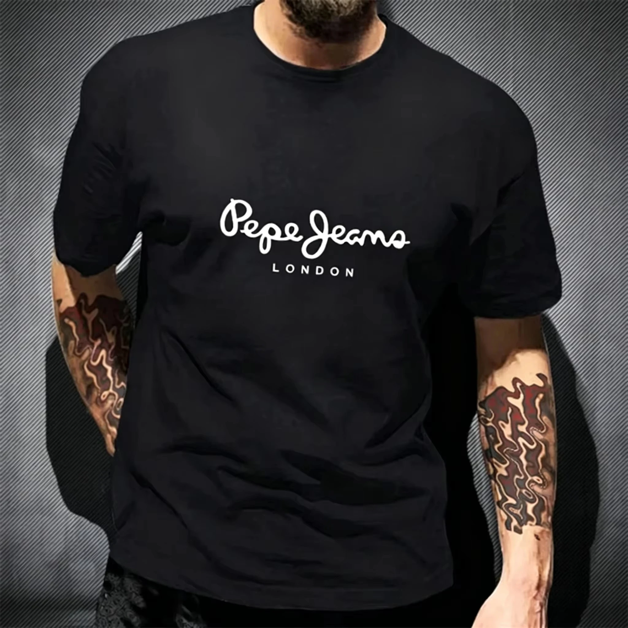 Camiseta Pepe Jeans London con estampado 100% algodón, gran oferta, camiseta unisex, novedad de verano 2026, camiseta de gran tamaño con cuello redondo para hombre, camiseta con dibujos animados