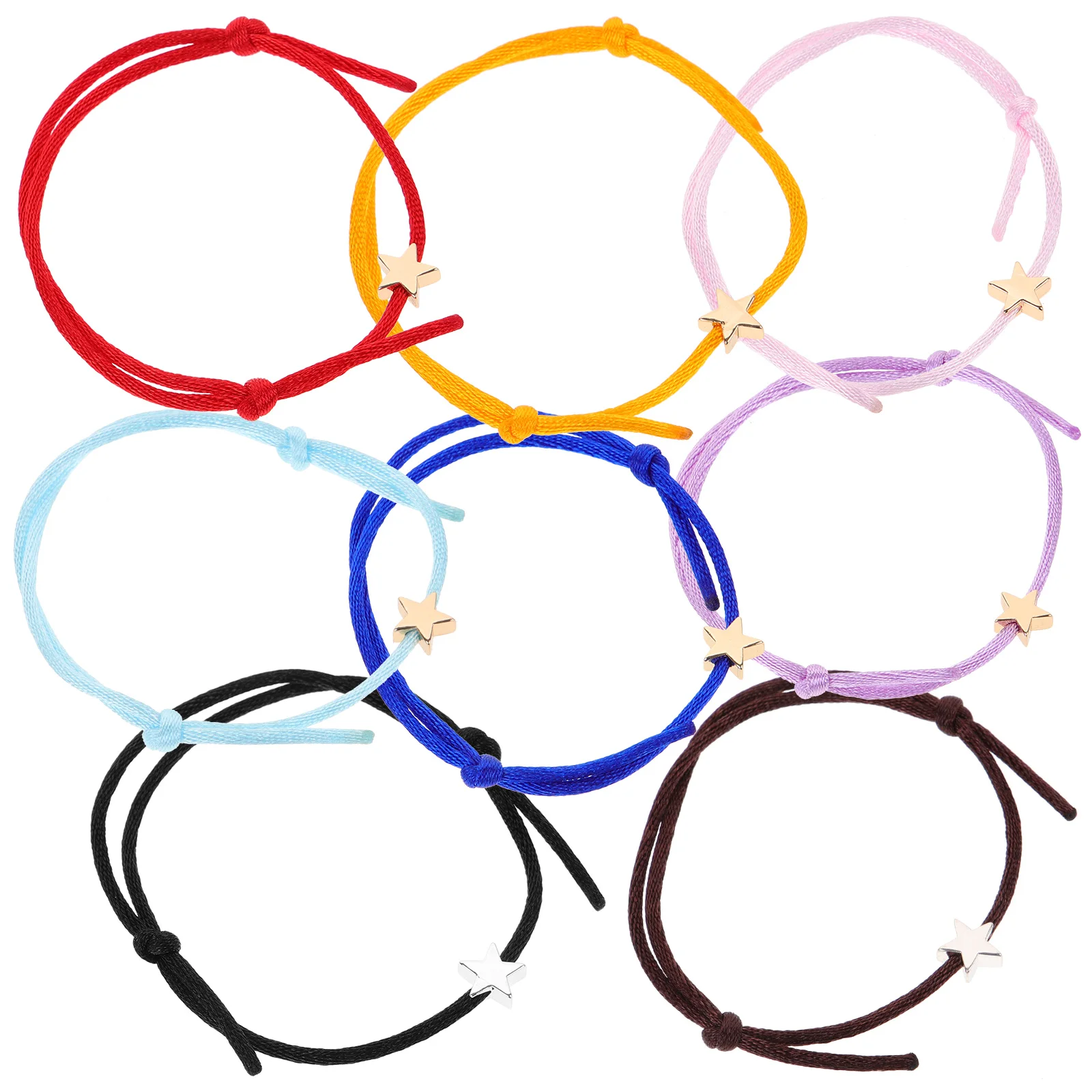 

8 Pcs Star Woven Bracelet Pentagram Braided Adjustable Decorative Girls Traditional Bracelets Handmade String Charm