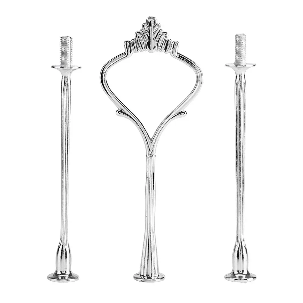 Multi tiers Cake Tray Stand Handle Fruit Plate Hardware Fitting Holder(3-tiers Crown Silver)