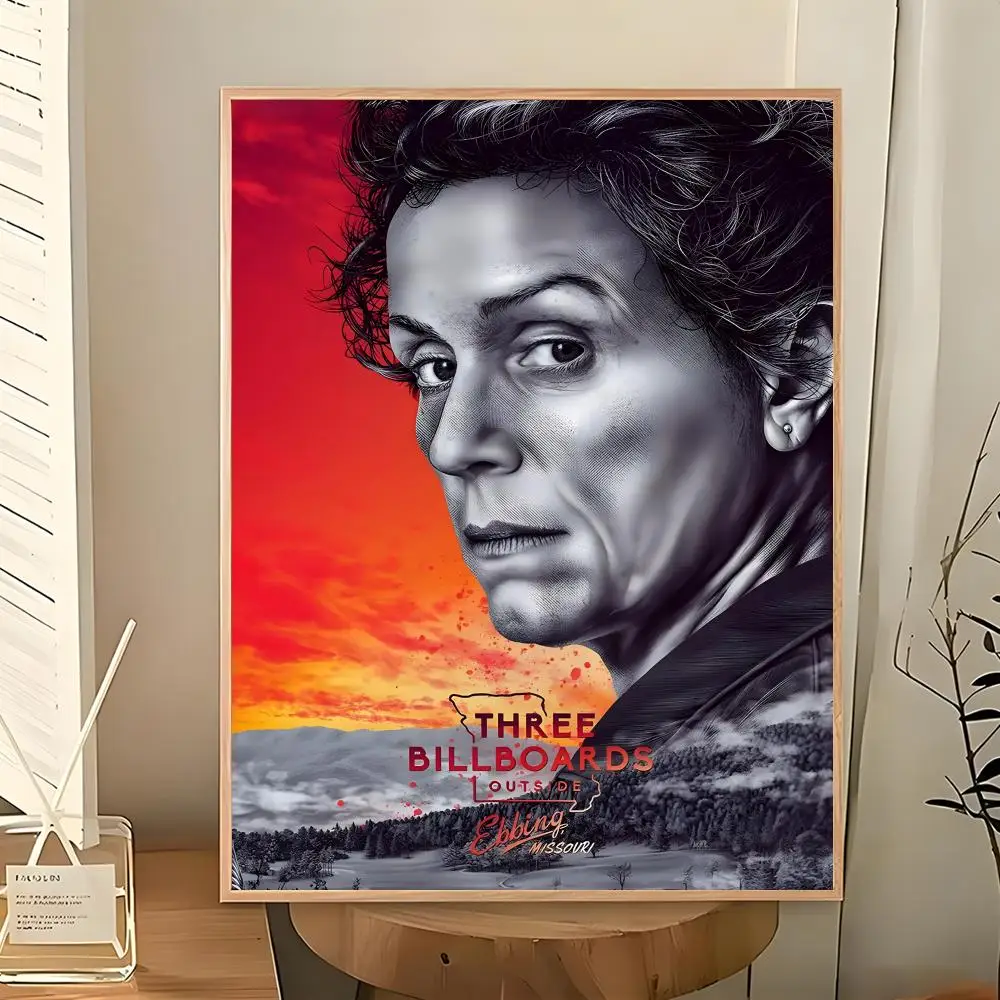 Film Crime Drama Three Billboards Outside Ebbing Poster Wall Art Painting for Living Room Home Decoration and Holiday Gifts