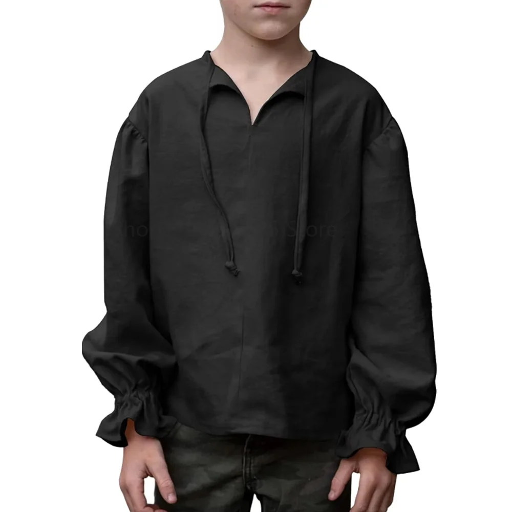

Medieval Pirate Costume Shirt 4-14Y Medieval Renaissance Ruffled Long Sleeve Halloween Scottish Jacobite Tops