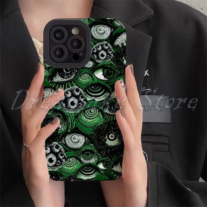 Green Evil Eyes Phone Case for Iphone 11 Pro Max Iphone 16 Pro Max Iphone 13 Pro Max Iphone 14 Pro Max Iphone 15 Pro Max Case