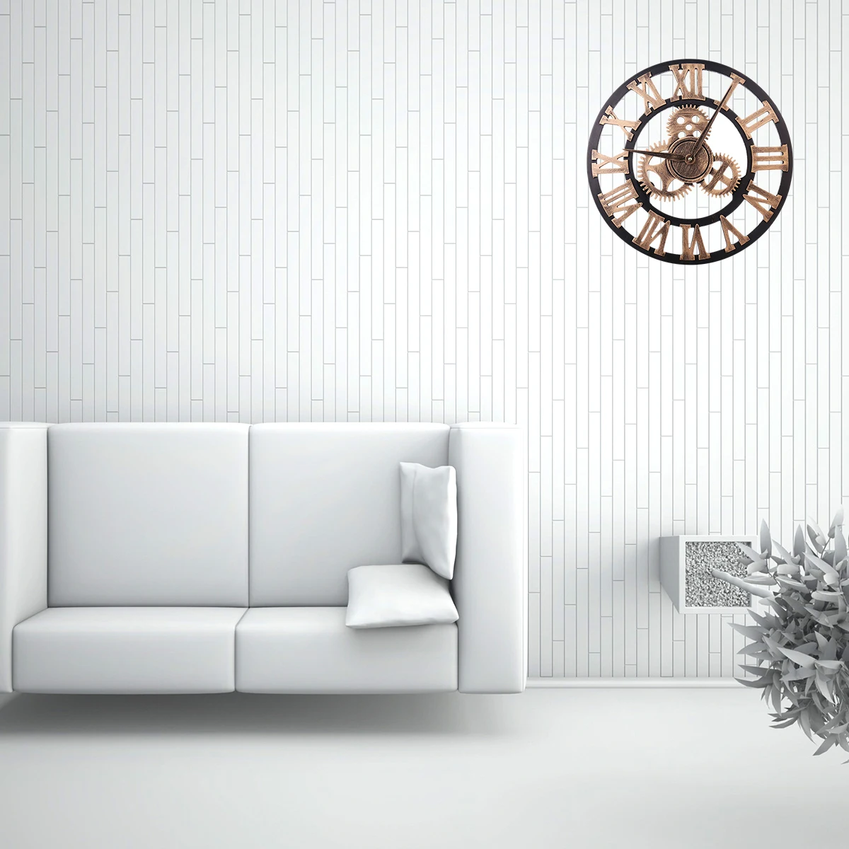 

Retro Wall Clock 40cm Diameter Vintage Hanging Quartz Movement 3D Gear Silent Bedroom Living Room Decor Roman Numerals