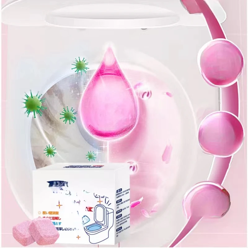 Pink Toilet Bowl Cleaning Foaming Tablets Toilet Bowl Cleaner Descaling Urine Stains De-Yellowing Deodorising Deodorising Deodor