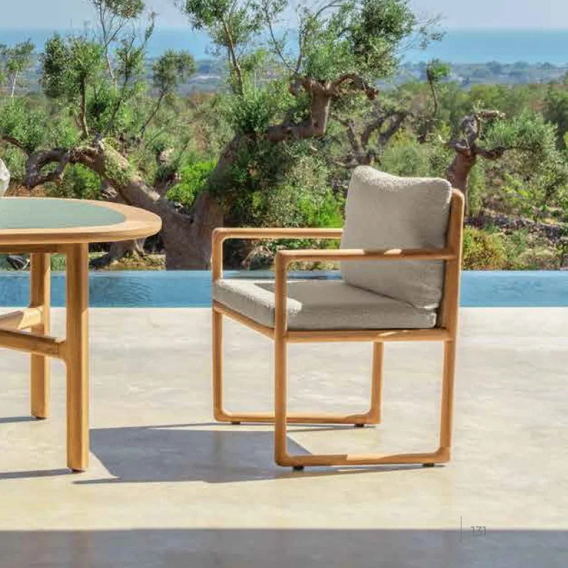 

WESOME новый стиль открытый патио садовые наборы отель современная роскошная мебель из тикового дерева двор обеденный стул