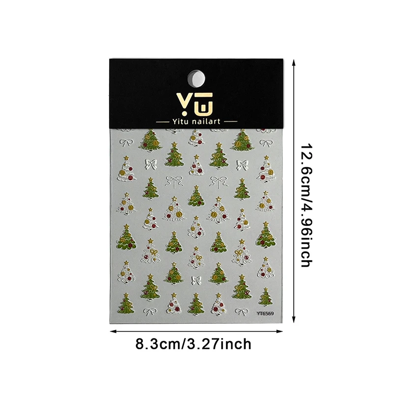 شجرة عيد الميلاد ملصقات الأظافر تنقش مسمار الفن ذاتية اللصق الشارات ل مانيكير حفلة عيد الميلاد سحر مسمار الحلي #6