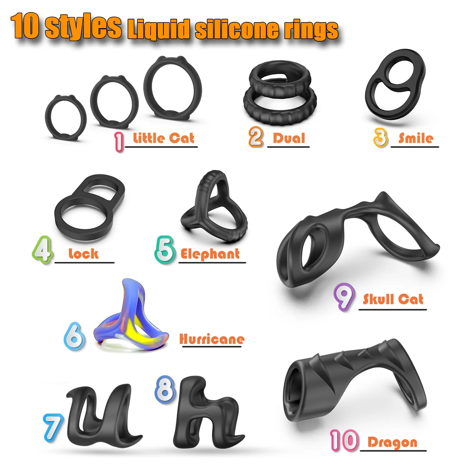 

10 Styles Male Liquid Silicone Scrotum Binding Balls Stretcher Penis Rings Cock Rings Delayed Ejaculation Men's Erotic Products