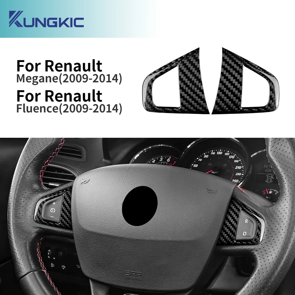

Для Renault Fluence Megane 3 RS 2009 2010 2011 2012 2013 2014 настоящая сухая наклейка из твердого углеродного волокна, кнопка рулевого колеса автомобиля