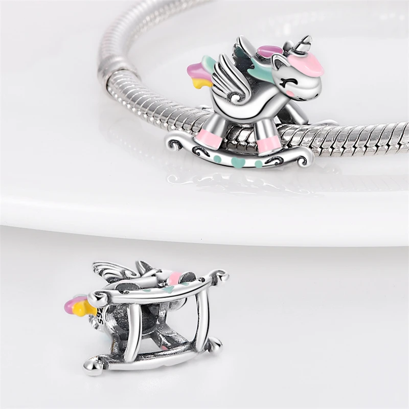 New in Original Charms 925 Silver Wooden Horse Elephant Charms Beads Fits 3mm Original Bracelet For Women DIY Fine Jewelry Gifts